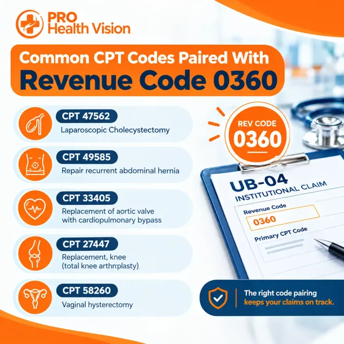 Common CPT Codes Paired With Revenue Code 0360